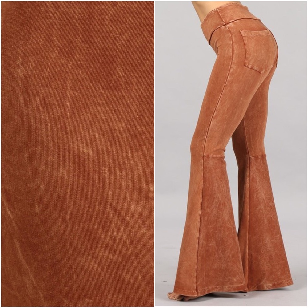 014 Boho Rust Wide Leg Palazzo Lounge Pants - Picture 3 of 4